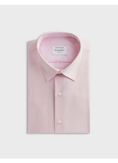 Chemise col figaret en pinpoint uni rose