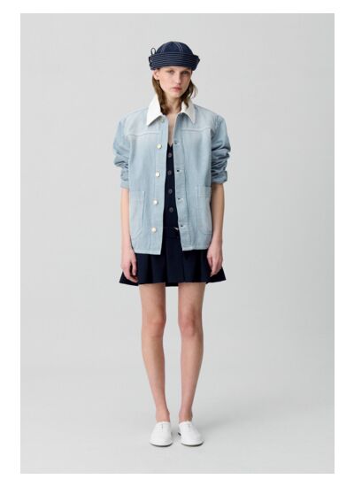 Veste denim gabardine à rayures