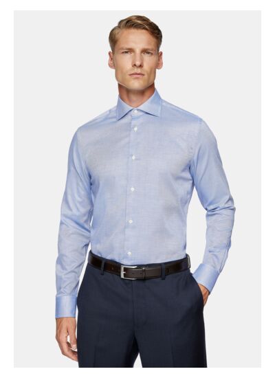 Chemise à Micromotif en Coton Slim Fit