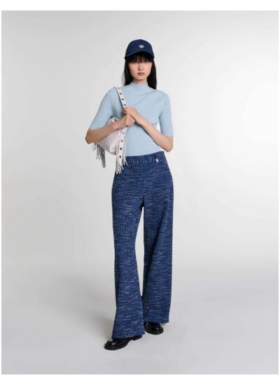 Pantalon large en tweed