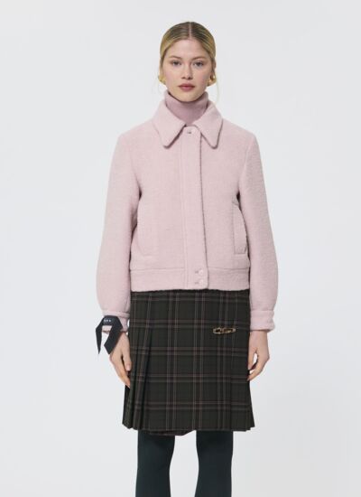 Tara Jarmon Blouson beatrice - rose en laine bouclettes