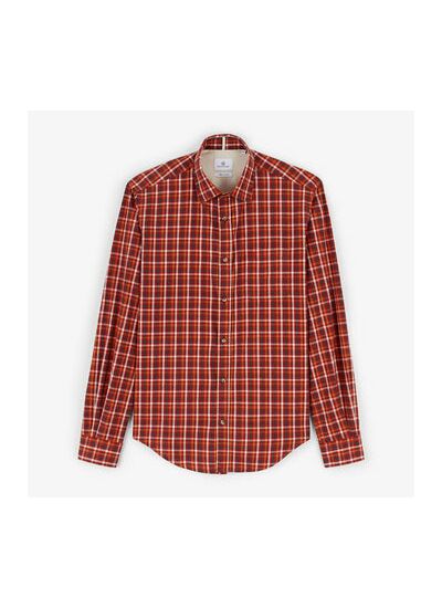 Chemise manches longues à carreaux rouge brique