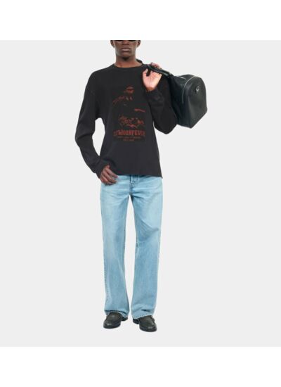 Sweatshirt Avec Sérigraphie Noir Homme