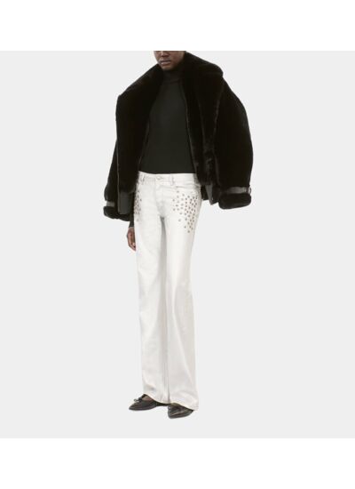 Jean Clouté Droit Argenté Femme