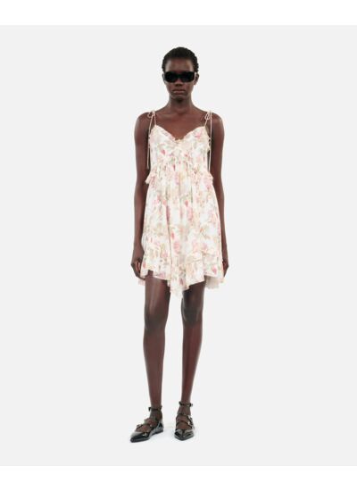 Robe Courte Imprimée En Soie Femme