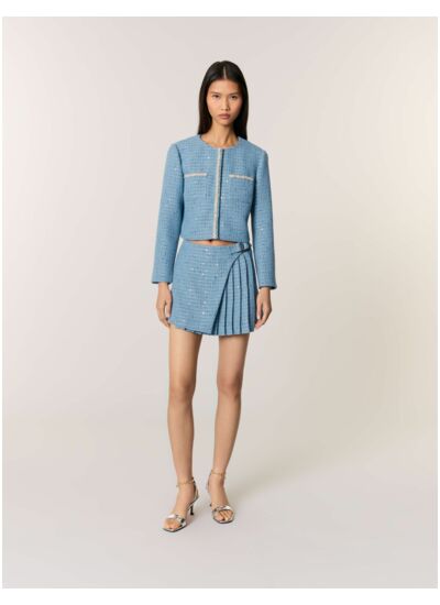 Veste courte en tweed à sequins