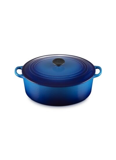 Cocotte ovale 31cm en fonte émaillée bleu azur