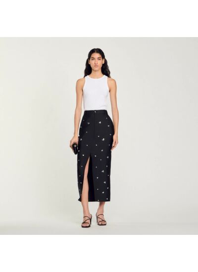 Jupe droite strassée