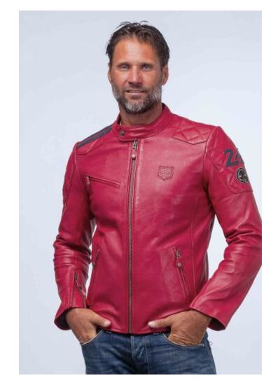 Blouson cuir 24 H Le Mans Duff4 racing red