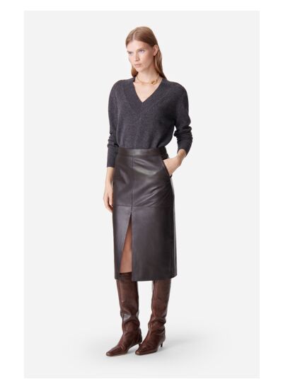 Jupe Dayna En Cuir D'Agneau Mélangé