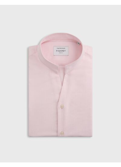 Chemise carl col droit ouvert en oxford gratté uni rose