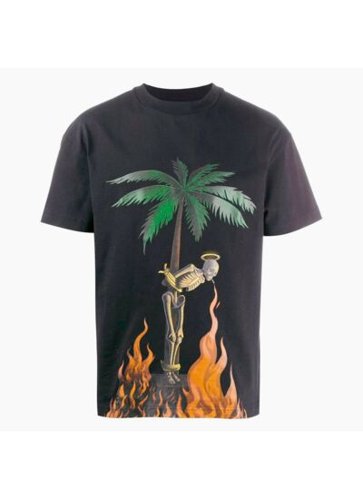 Palm Angels T-Shirt Burning Skeleton Noir