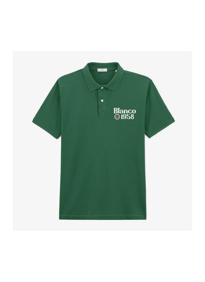 Polo piqué manches courtes en coton Blanco 1958 vert sapin