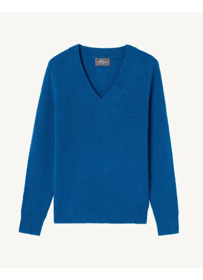 Pull col V - Femme - BLEU PAON