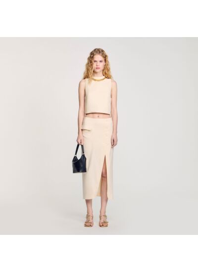 Top court en maille à collier