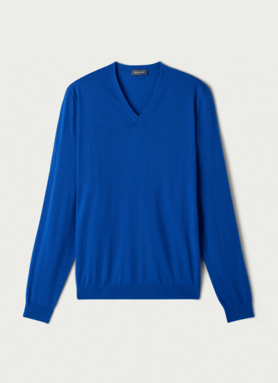 Bompard Pull col v faustin - homme - bleu veronique