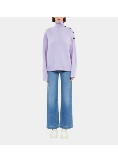 Pull Col Cheminee Et Patte Boutonnee Femme