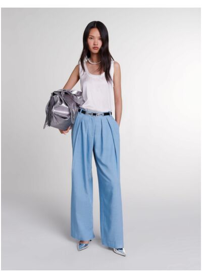 Pantalon de tailleur large à plis