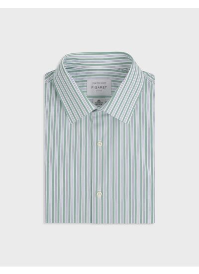 Chemise semi-ajustée rayée verte
