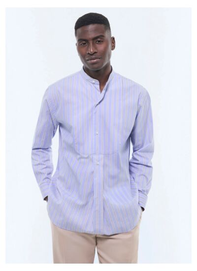 Chemise à col grand-père en coton