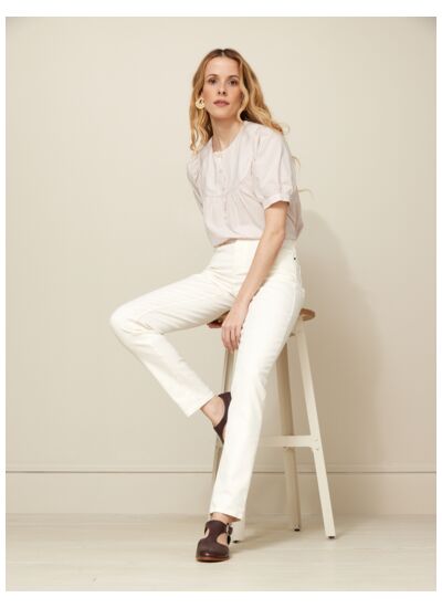 PANTALON SLIM DENIM BLANC