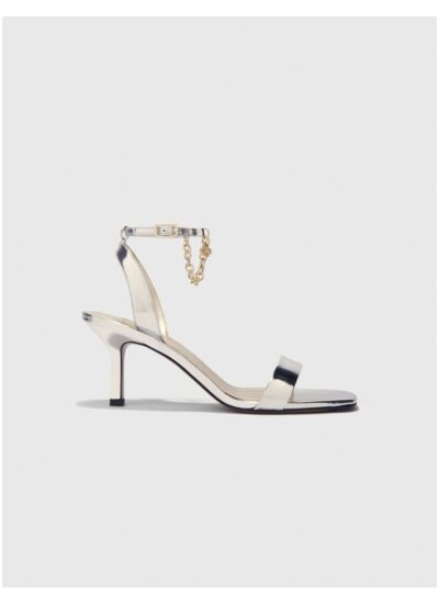 Sandales à talon en cuir miroir