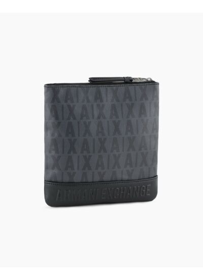 Sac bandoulière plat homme - asphalte/noir