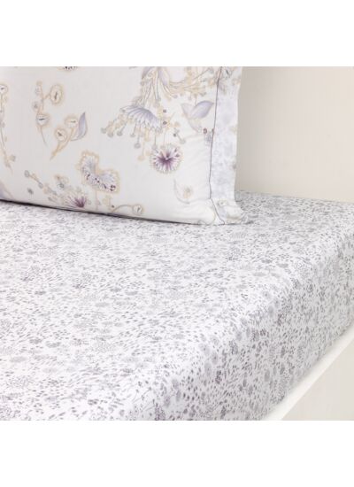 Yves Delorme - Drap housse en batiste de coton violet, Givre