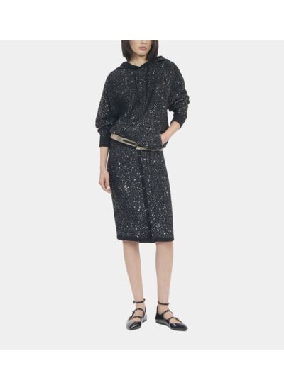 Sweatshirt À Sequins En Maille Noire Femme