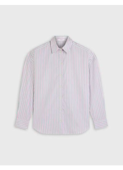 Chemise helina oversize en popeline rayée vert