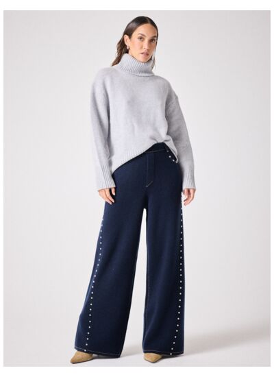 Pull col roulé cachemire Audrey ACIER