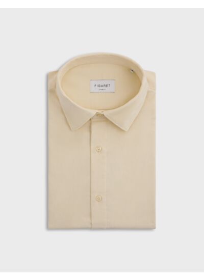Chemise auguste col français en velours uni ecru