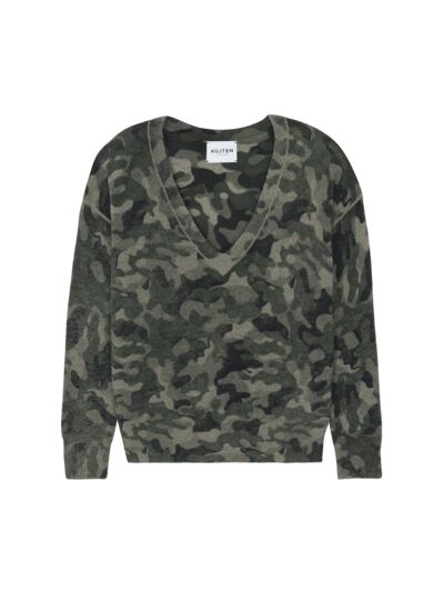 Pull Wendy Camou Pull cachemire femme col v boyfriend