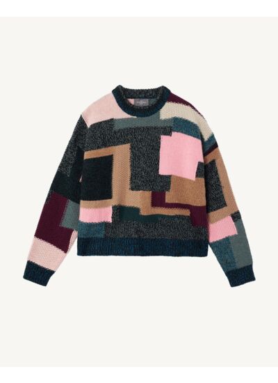 Pull col rond patchwork - Femme - MULTICOLORIS