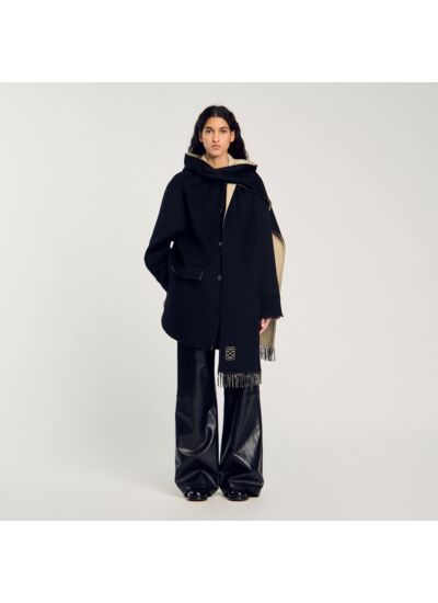 Manteau en laine à écharpe