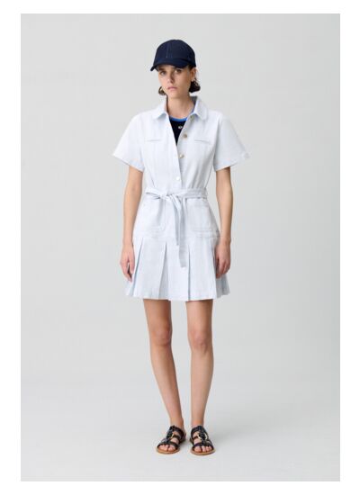 Robe courte denim à plis