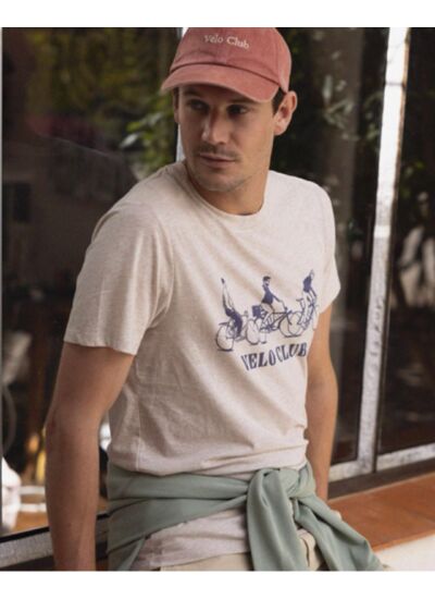 T-shirt col rond beige chiné