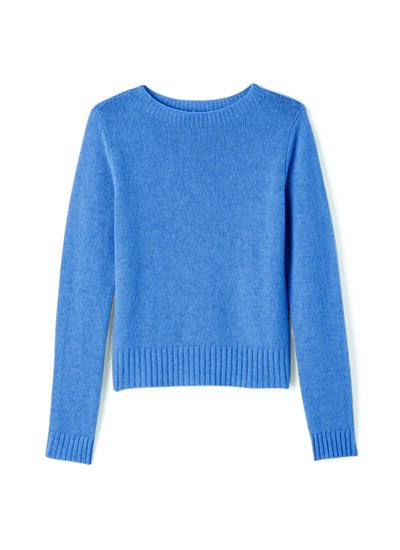 Pull col rond - Femme - BLEU KINETIC CHINE