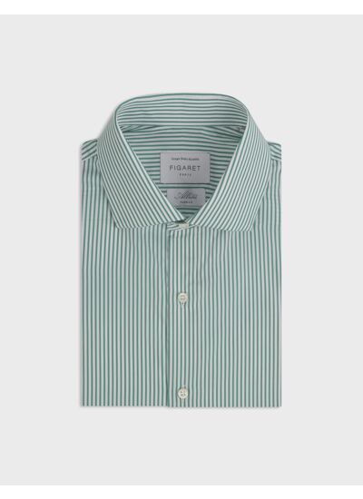 Chemise semi-ajustée rayée verte