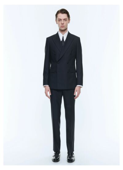 Smoking croisé en faille de laine