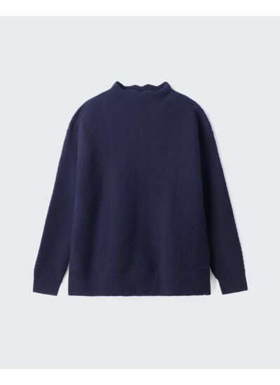 Pull col montant à chevrons - Femme - MARINE
