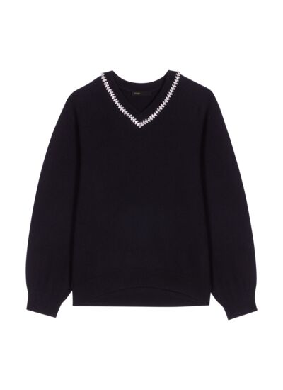 Pull en maille à col strassé
