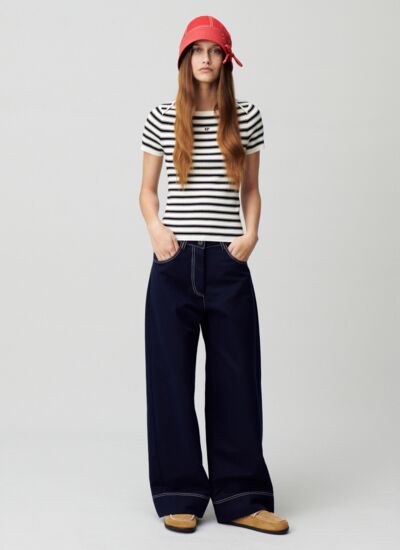 Claudie pierlot Top marinière maille fine