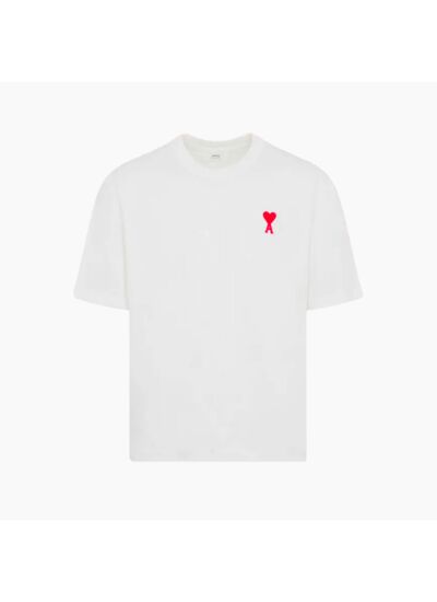 Ami Paris T-shirt Blanc Ami de Coeur Rouge