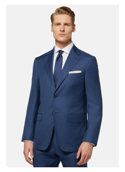 Veste Bleue En Laine Grain De Poudre