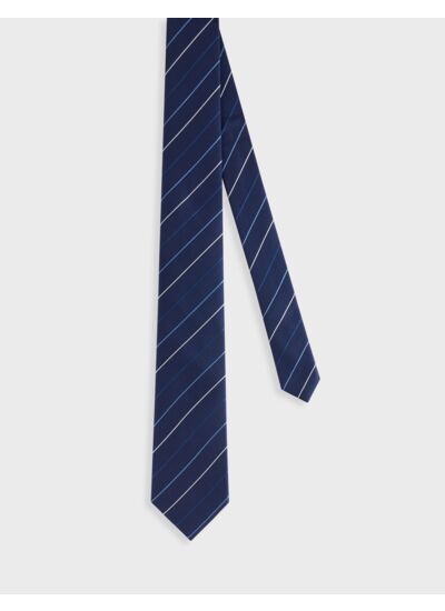 Cravate en soie club tricolore marine/blanc/bleu 6,5cm marine