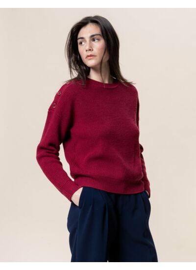 Pull Jane en laine unie bordeaux