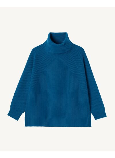 Pull col roulé oversized  - Femme - BLEU PAON