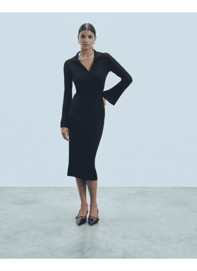 Robe Longue Manche Longue Col Polo