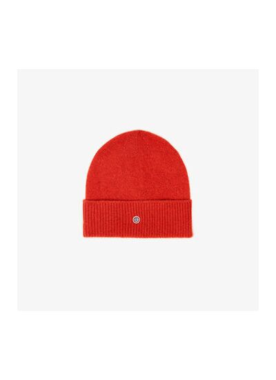 Bonnet en laine uni orange chiné